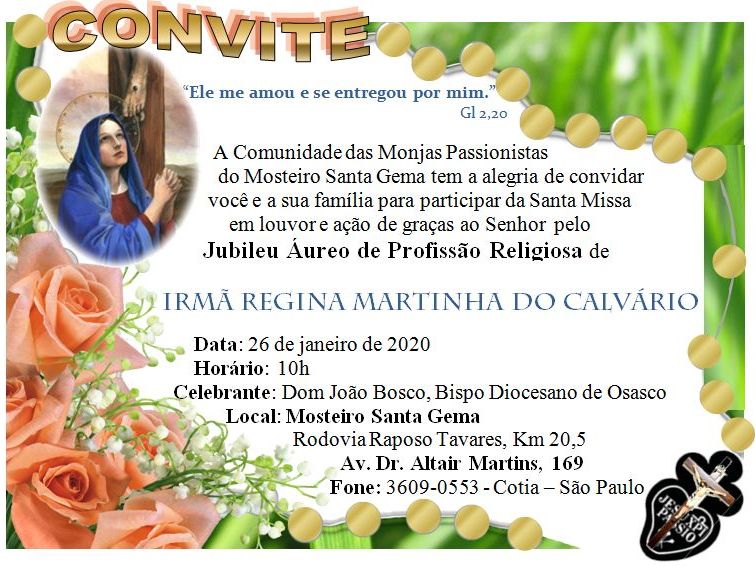 Jubileu Áureo de Profissão Religiosa